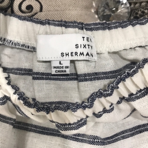 Ten Sixty Sherman Linen Stripe Tank Crop Top - Picture 4 of 5